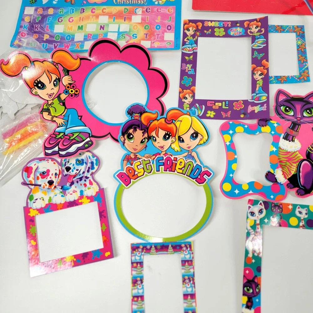 Huge Lisa‎ Frank Vintage Y2K Lot Cardboard Picture Frames Stickers Scrapbook